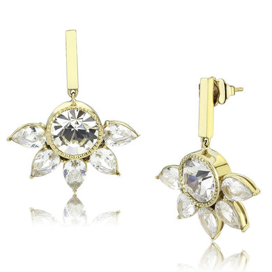TK3661 - IP Gold(Ion Plating) Stainless Steel Earrings with Top Grade Crystal  in Clear