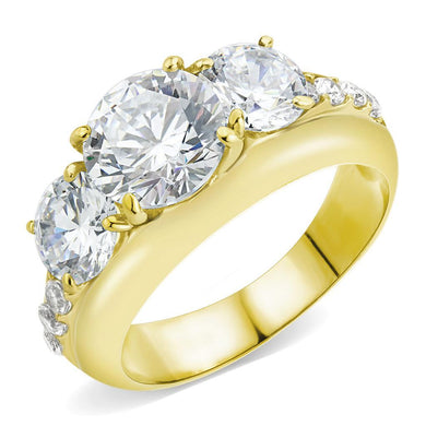 TK3669 - IP Gold(Ion Plating) Stainless Steel Ring with AAA Grade CZ  in Clear