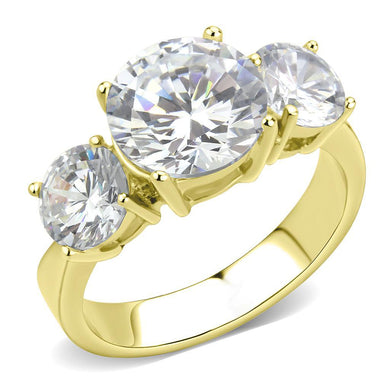 TK3672 - IP Gold(Ion Plating) Stainless Steel Ring with AAA Grade CZ  in Clear