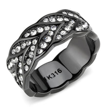 Load image into Gallery viewer, TK3691 - IP Black(Ion Plating) Stainless Steel Ring with Top Grade Crystal  in Clear