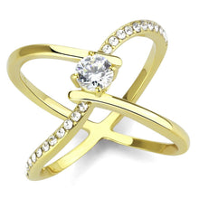Load image into Gallery viewer, TK3709 - IP Gold(Ion Plating) Stainless Steel Ring with AAA Grade CZ  in Clear