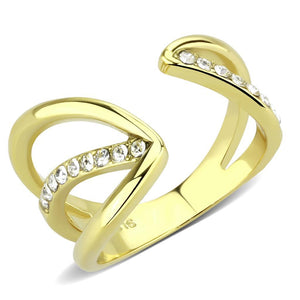 TK3710 - IP Gold(Ion Plating) Stainless Steel Ring with Top Grade Crystal  in Clear