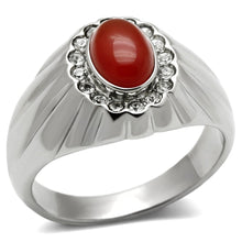 Load image into Gallery viewer, TK372 - High polished (no plating) Stainless Steel Ring with Semi-Precious Onyx in Siam