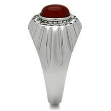 Load image into Gallery viewer, TK372 - High polished (no plating) Stainless Steel Ring with Semi-Precious Onyx in Siam