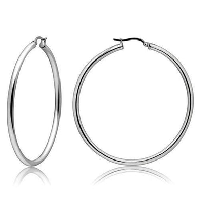 TK413 - High polished (no plating) Stainless Steel Earrings with No Stone