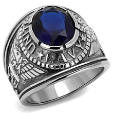 Load image into Gallery viewer, TK414707 - High polished (no plating) Stainless Steel Ring with Synthetic Synthetic Glass in Sapphire