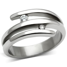 Load image into Gallery viewer, TK478 - High polished (no plating) Stainless Steel Ring with AAA Grade CZ  in Clear