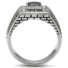 Load image into Gallery viewer, TK494 - High polished (no plating) Stainless Steel Ring with AAA Grade CZ  in Jet