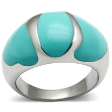Load image into Gallery viewer, TK509 - High polished (no plating) Stainless Steel Ring with Epoxy  in Turquoise