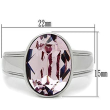 Load image into Gallery viewer, TK522 - High polished (no plating) Stainless Steel Ring with Top Grade Crystal  in Light Amethyst