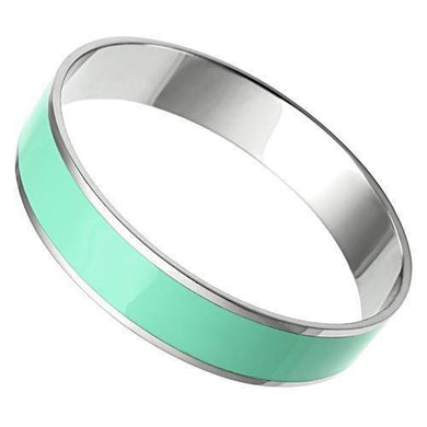 TK533 - High polished (no plating) Stainless Steel Bangle with Epoxy  in Aquamarine