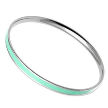 Load image into Gallery viewer, TK541 - High polished (no plating) Stainless Steel Bangle with Epoxy  in Aquamarine