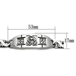 TK574 - High polished (no plating) Stainless Steel Bracelet with AAA Grade CZ  in Clear