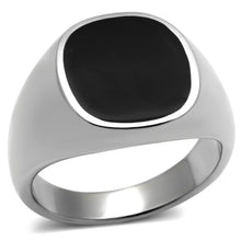 Load image into Gallery viewer, TK595 - High polished (no plating) Stainless Steel Ring with Epoxy  in Jet