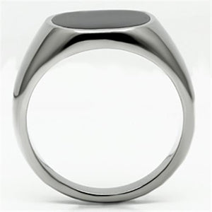 TK595 - High polished (no plating) Stainless Steel Ring with Epoxy  in Jet
