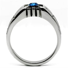 Load image into Gallery viewer, TK598 High polished (no plating) Stainless Steel Ring with Top Grade Crystal in Capri Blue
