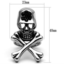 Load image into Gallery viewer, TK606 - High polished (no plating) Stainless Steel Ring with Top Grade Crystal  in Jet