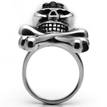 Load image into Gallery viewer, TK606 - High polished (no plating) Stainless Steel Ring with Top Grade Crystal  in Jet