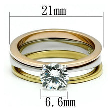 Load image into Gallery viewer, TK620 - Three-Tone IP Stainless Steel Ring with AAA Grade CZ  in Clear
