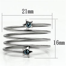 Load image into Gallery viewer, TK621 - High polished (no plating) Stainless Steel Ring with Top Grade Crystal  in Sea Blue