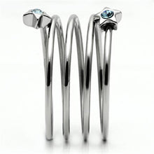 Load image into Gallery viewer, TK621 - High polished (no plating) Stainless Steel Ring with Top Grade Crystal  in Sea Blue