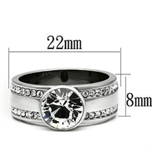 Load image into Gallery viewer, TK646 - High polished (no plating) Stainless Steel Ring with Top Grade Crystal  in Clear