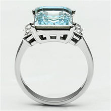 Load image into Gallery viewer, TK650 - High polished (no plating) Stainless Steel Ring with Top Grade Crystal  in Sea Blue