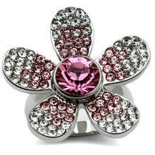 Load image into Gallery viewer, TK654 - High polished (no plating) Stainless Steel Ring with Top Grade Crystal  in Rose
