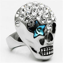 Load image into Gallery viewer, TK669 - High polished (no plating) Stainless Steel Ring with Top Grade Crystal  in Capri Blue