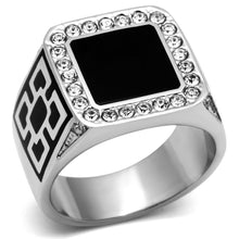 Load image into Gallery viewer, TK713 - High polished (no plating) Stainless Steel Ring with Top Grade Crystal  in Clear