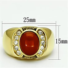 Load image into Gallery viewer, TK729 - IP Gold(Ion Plating) Stainless Steel Ring with Semi-Precious Agate in Siam