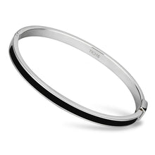 Load image into Gallery viewer, TK741 - High polished (no plating) Stainless Steel Bangle with Epoxy  in Jet