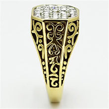Load image into Gallery viewer, TK757 - Two-Tone IP Gold (Ion Plating) Stainless Steel Ring with Top Grade Crystal  in Clear