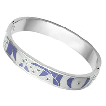 Load image into Gallery viewer, TK781 - High polished (no plating) Stainless Steel Bangle with Top Grade Crystal  in Clear