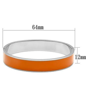 TK788 - High polished (no plating) Stainless Steel Bangle with Epoxy  in Orange
