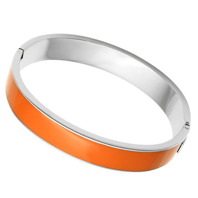 TK788 - High polished (no plating) Stainless Steel Bangle with Epoxy  in Orange