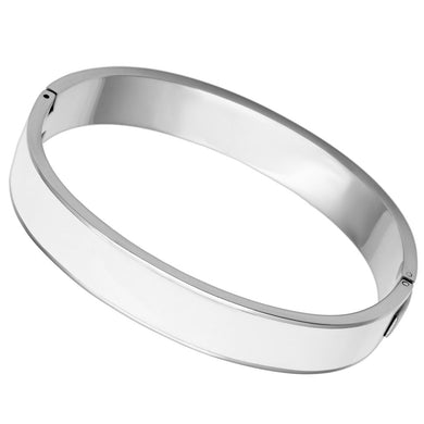 TK789 - High polished (no plating) Stainless Steel Bangle with Epoxy  in White