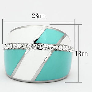 TK812 - High polished (no plating) Stainless Steel Ring with Top Grade Crystal  in Clear