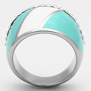 TK812 - High polished (no plating) Stainless Steel Ring with Top Grade Crystal  in Clear