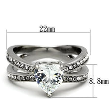 Load image into Gallery viewer, TK851 - High polished (no plating) Stainless Steel Ring with AAA Grade CZ  in Clear