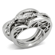 Load image into Gallery viewer, TK864 - High polished (no plating) Stainless Steel Ring with Top Grade Crystal  in Clear