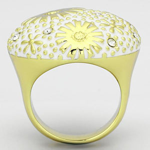 TK875 - IP Gold(Ion Plating) Stainless Steel Ring with Top Grade Crystal  in Clear