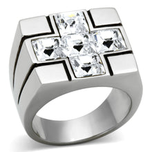 Load image into Gallery viewer, TK919 - High polished (no plating) Stainless Steel Ring with Top Grade Crystal  in Clear