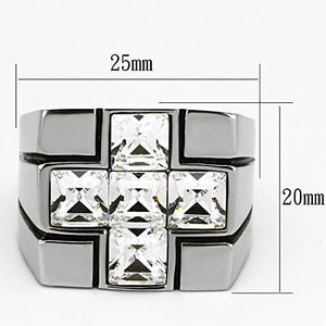 TK919 - High polished (no plating) Stainless Steel Ring with Top Grade Crystal  in Clear