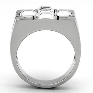 TK919 - High polished (no plating) Stainless Steel Ring with Top Grade Crystal  in Clear