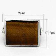 Load image into Gallery viewer, TK925 - High polished (no plating) Stainless Steel Ring with Synthetic Tiger Eye in Topaz