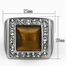 Load image into Gallery viewer, TK938 - High polished (no plating) Stainless Steel Ring with Synthetic Tiger Eye in Topaz