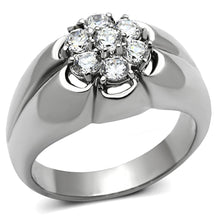 Load image into Gallery viewer, TK944 - High polished (no plating) Stainless Steel Ring with AAA Grade CZ  in Clear