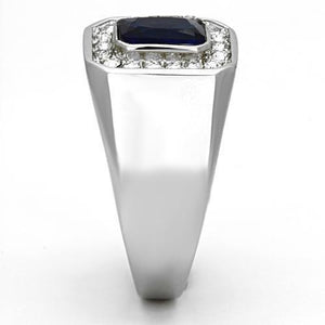 TK954 - High polished (no plating) Stainless Steel Ring with Synthetic Synthetic Glass in Montana