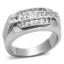 Load image into Gallery viewer, TK956 - High polished (no plating) Stainless Steel Ring with Top Grade Crystal  in Clear